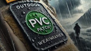 Custom PVC Patch on uniform under hard rain