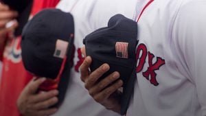 hat logo with american flag