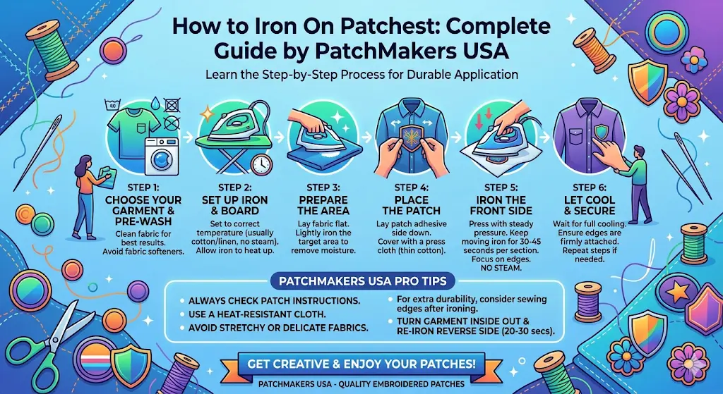 how to apply iron on patches step by step