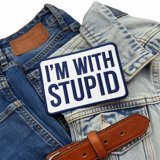 A custom patch displayed as merchandise