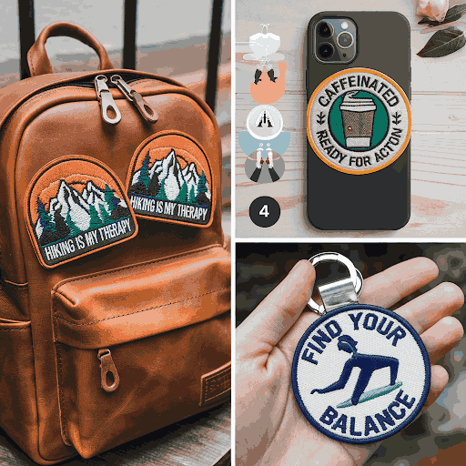 Customized embroidered patches on multiple stuff.