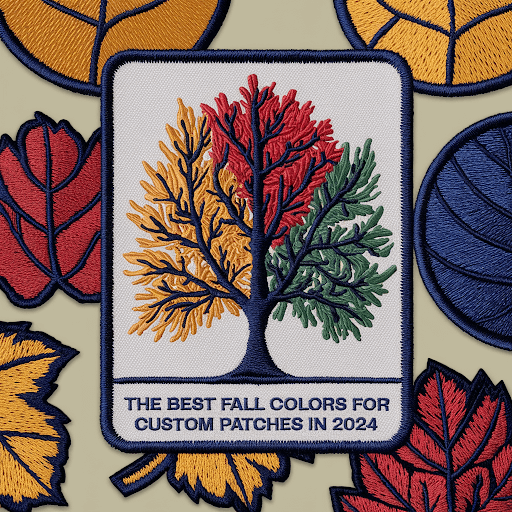A patch with the text The Best Fall Colors for Custom Patches in 2024