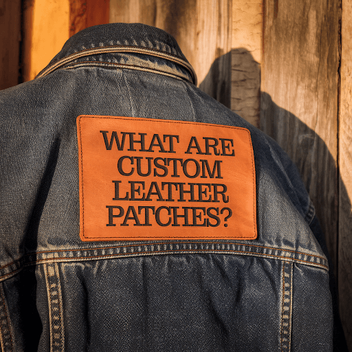 custom leather patch on a denim jacket