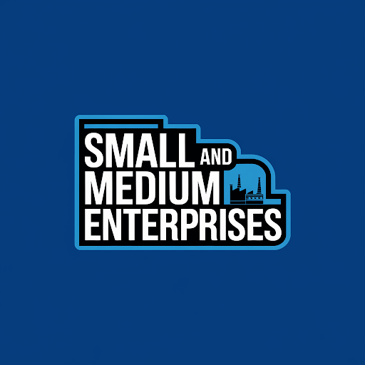 A textual embroidered patch with small and medium enterprises written