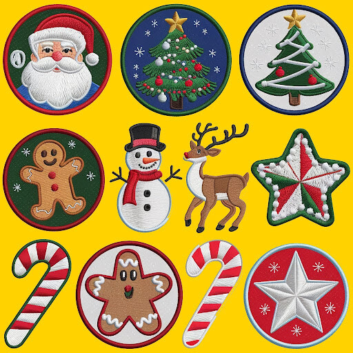 trendy embroidered patch designs for christmas A collection of trendy embroidered patch designs for Christmas