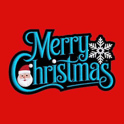 trendy embroidered patch with marry christmas text