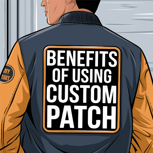 An enlarged patch placed at the back of the jacket.