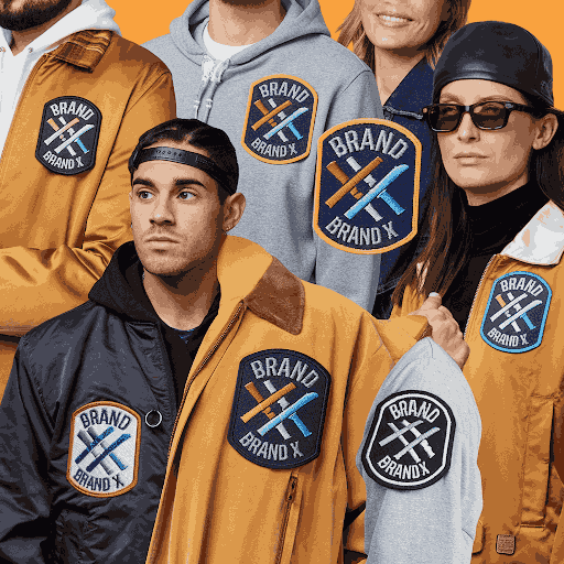 A group of people wearing custom patches on their clothing