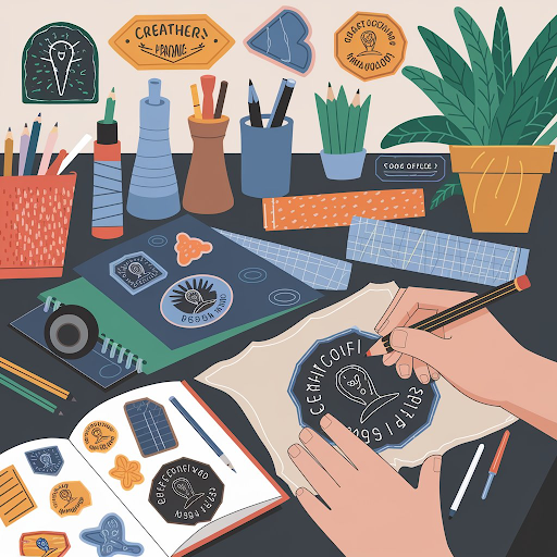 An illustration of a design process for creating custom patches