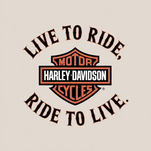 A vector illustration of a Harley Davidson emblem with the text Live to Ride, Ride to Live