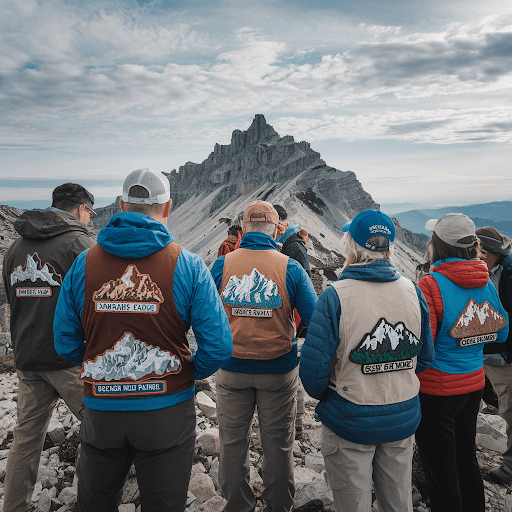 Hikers wearing Custom Mountain Patches