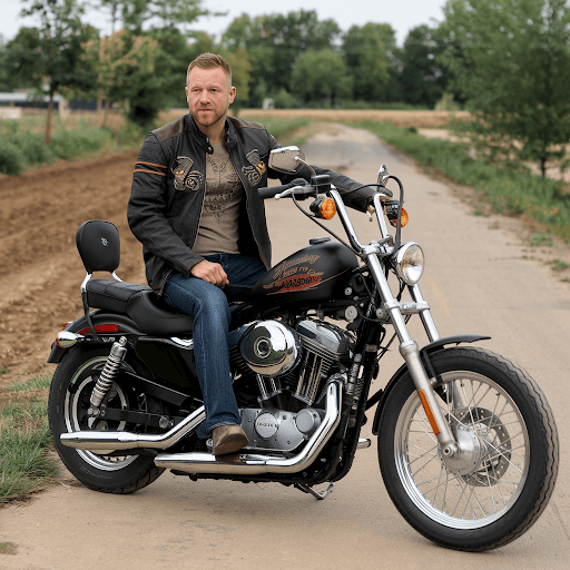 harley rider wearing custom patch jacket from custom patch makers harley rider wearing custom patch jacket from custom patch makers