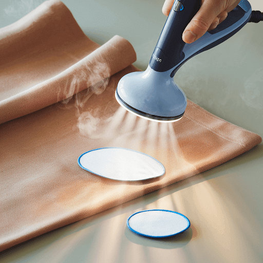 steamer for iron on patches being used
