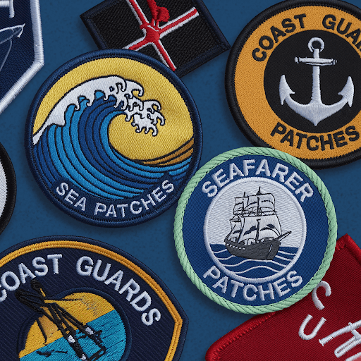A photo of various marine patches