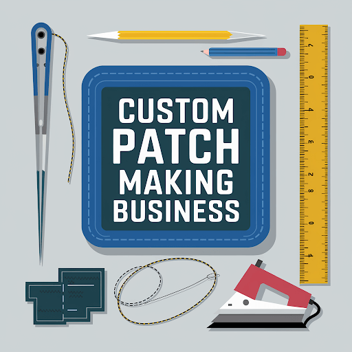 A vector illustration of a custom patch making business