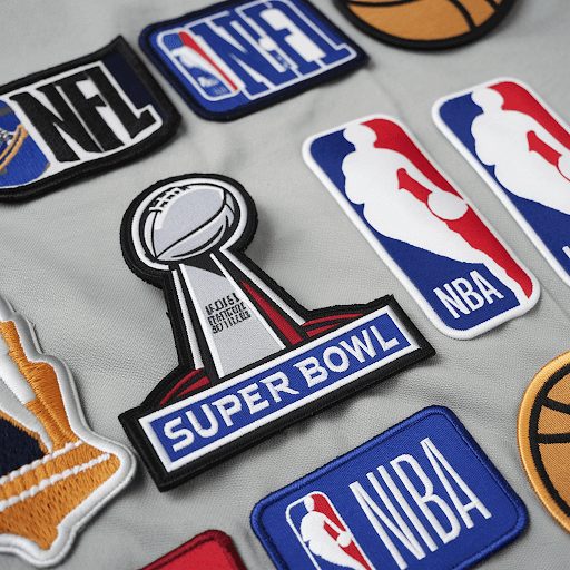 Custom patches with the logos of the NFL and NBA Custom patches with the logos of the NFL and NBA