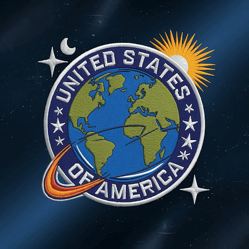 custom space patch with the text United States of America