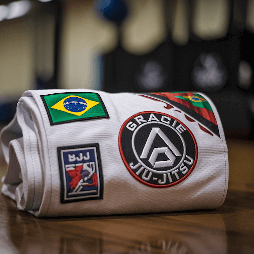A Brazilian Jiu Jitsu (BJJ) Gi with custom patches