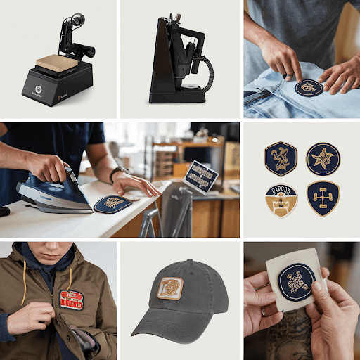 A set of multiple images showing various methods of applying custom patches