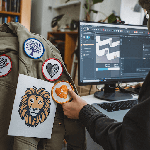 Someone using software to design custom patches