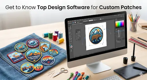 A man creating custom patches using a computer and a range of designing software tools