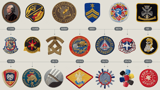 historic embroidered patches throughout different times