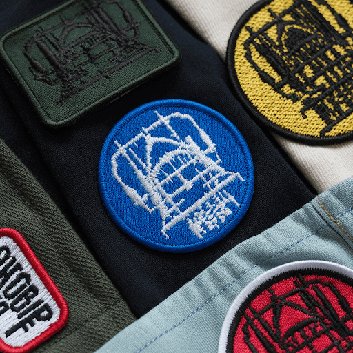 A variety of custom patches on different materials