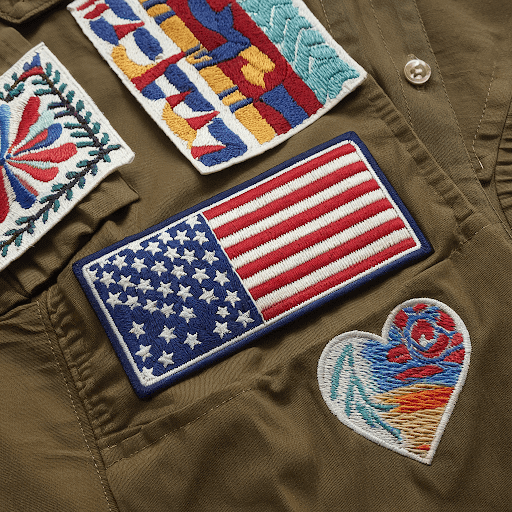 Two clothing patches with different borders