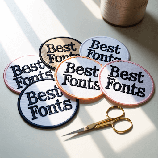 Custom patches demonstrating various font styles