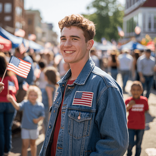 Denim with American Flag patch