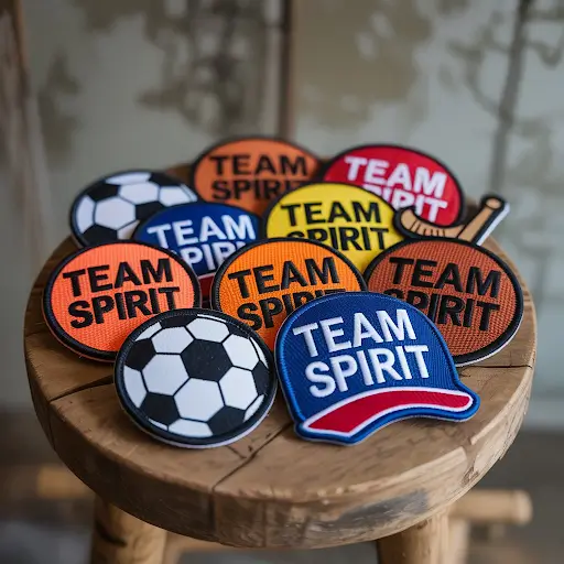 A collection of vibrant velcro patches related to various sports