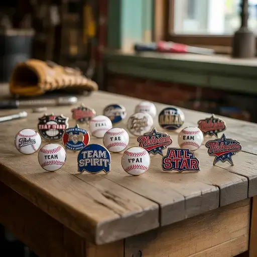 A collection of custom baseball pins