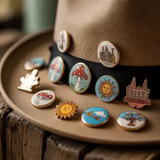 A collection of custom hat pins