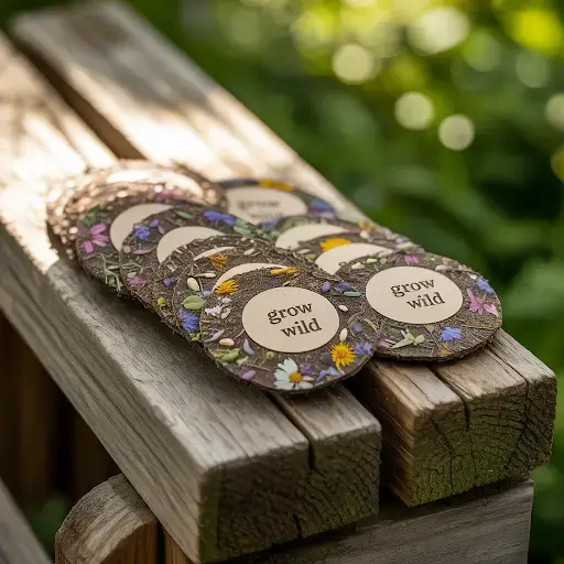 A handful of vibrant, compostable seed patches