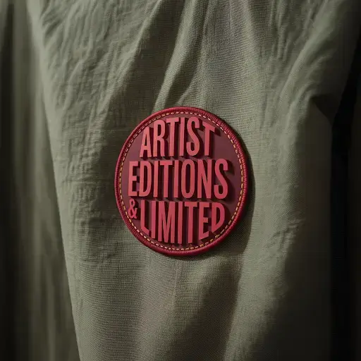 An embroidered patch featuring the words Artist Editions & Limited