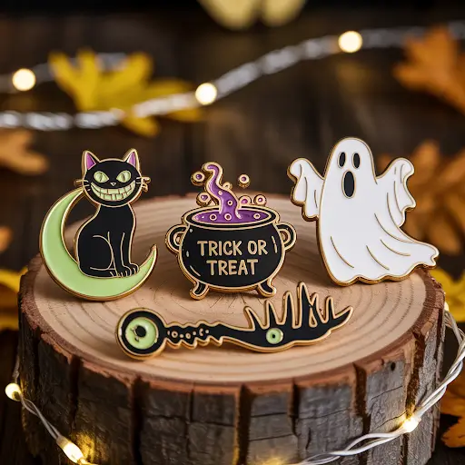 A collection of custom pins for Halloween celebrations