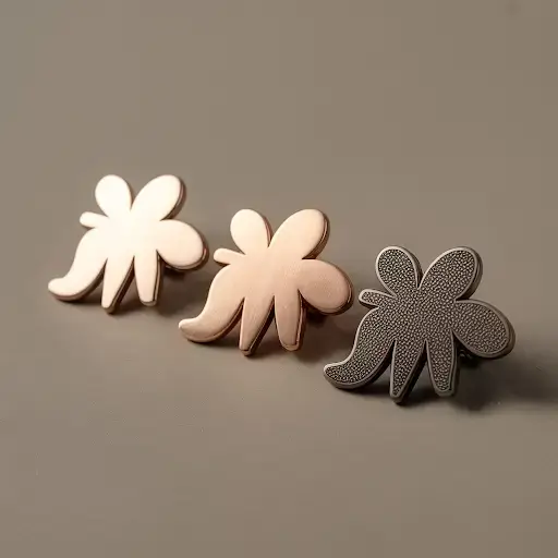 matte satin and sandblast custom pins