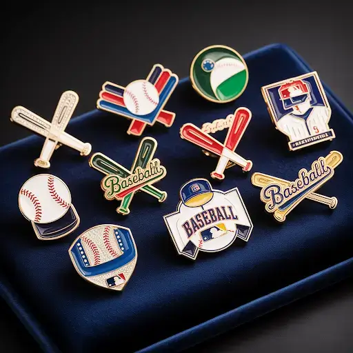 custom baseball-themed lapel and enamel pins