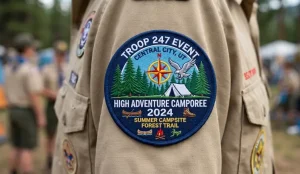 Custom embroidered patches for a scout troop event jamboree