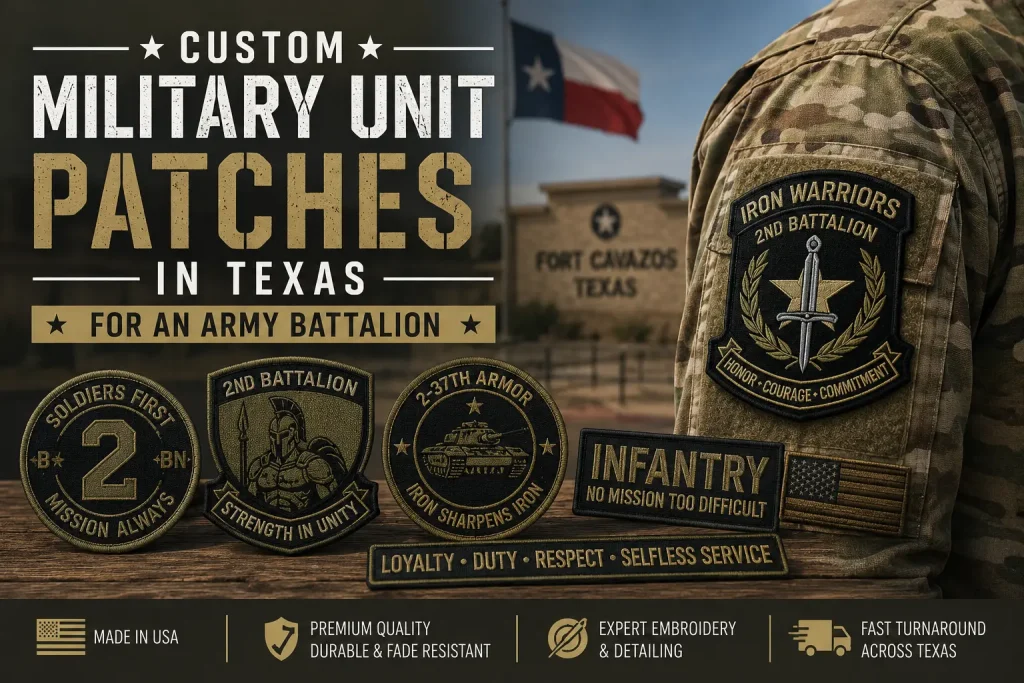 Custom military unit patches in Texas