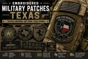 Embroidered military patches Texas tactical uniform.