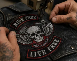 How to sew patches on a leather vest leather needle technique